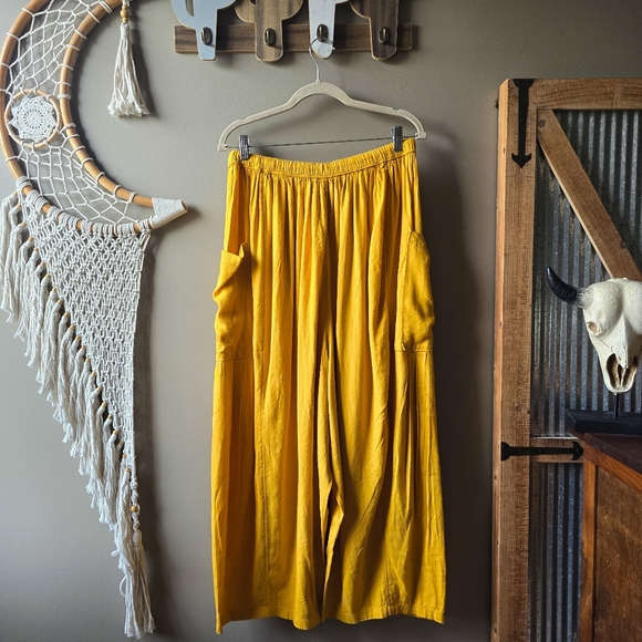 Free People Quinn Linen Blend Pants Mango Juice Nwt - Picture 4 of 6